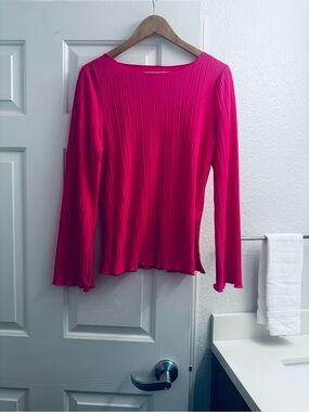 a new day Hot Pink Pleated Long Sleeve Top
